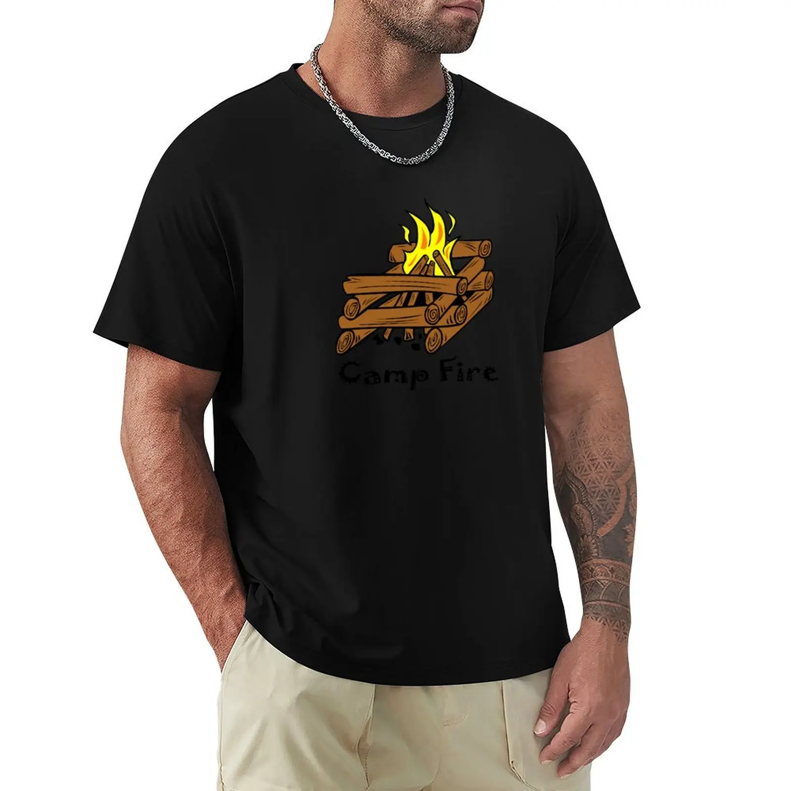 Camp Log Cabin Fire T-Shirt plain quick drying summer clothes mens graphic t-shirts anime