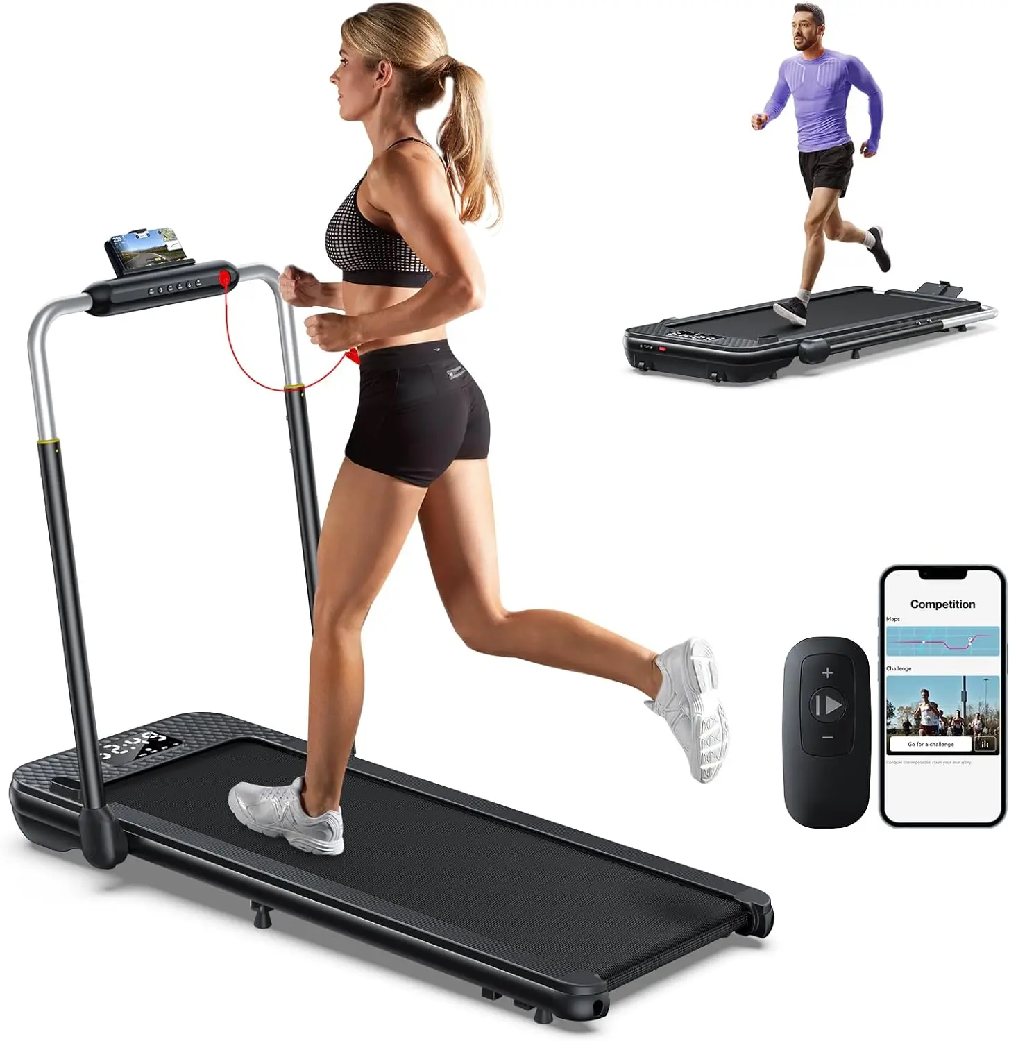 

Walking Pad Treadmill, Walking Pad with Incline, [Voice Controlled] Smart Under Desk Treadmill Works