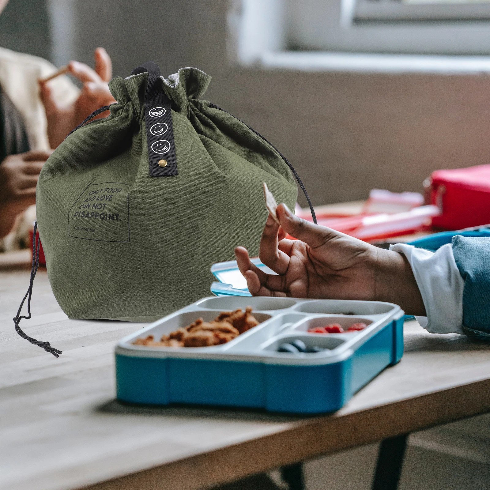 

Aluminum Foil Lunch Drawstring Bags Bag Drawstring Bento Adults Student Reusable Storage Green