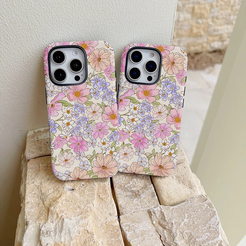 Soft Mixed Color Floral Phone Case for Samsung Galaxy S22 S23 S24 S25 S26 FE Plus Ultra Edge 4G 5G Luxury Double-layer