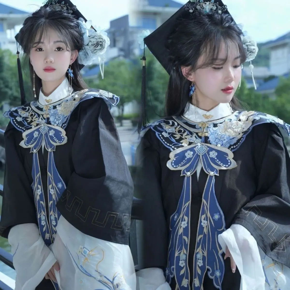 Chinese Traditional Hanfu Embroidered Cloud Collar Vintage Shawl For Graduation Gown Cosplay Daily Wear Decorative Fake Collar