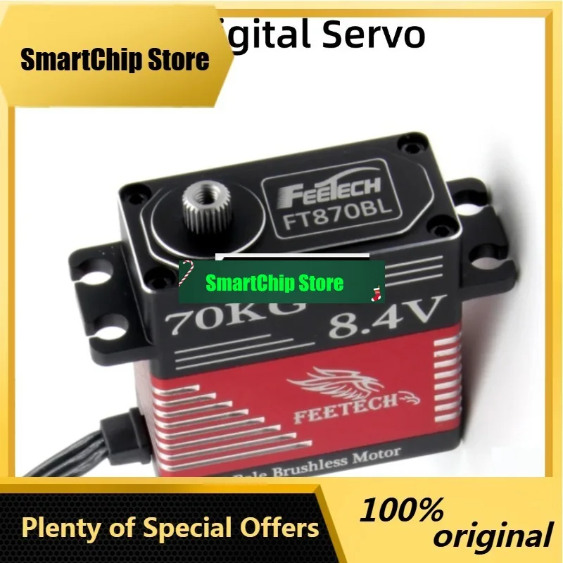 SmCpDigital Servo 70Kg Torque 7.4V Brushless Motor FT870BL Standard Size 180 Metal Servo For 1/7 1/8 On-road Off-road RC Race Ca