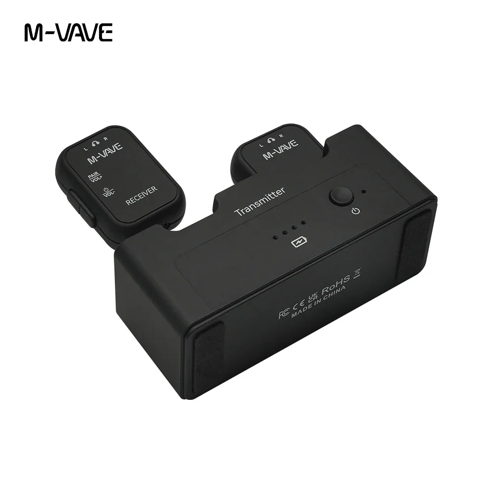 M-VAVE WP-12 نظام لاسلكي جهاز ريسيفر استقبال وإرسال 2.4 جيجا هرتز الكمون المنخفض في الوقت الحقيقي اتجاهين الاستماع الأذن العودة الغيتار الملحقات
