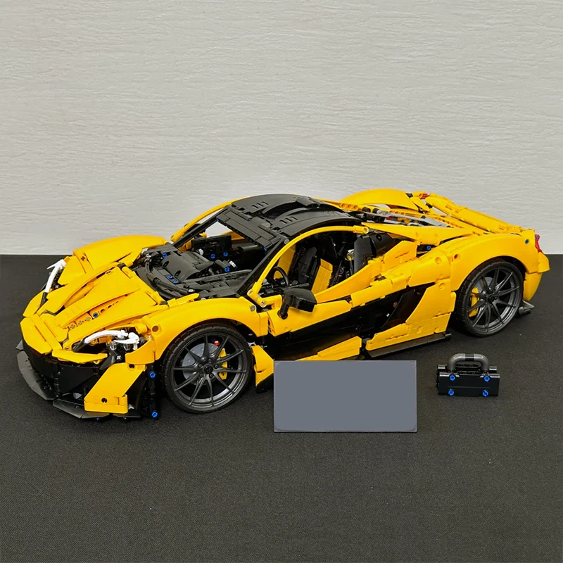 

3893PCS NEW Yellow 1:8 P1 Super Racing Building Blocks Model Sports Car Vehicle Assembly Bricks Toys Gift For Children Boy Adult