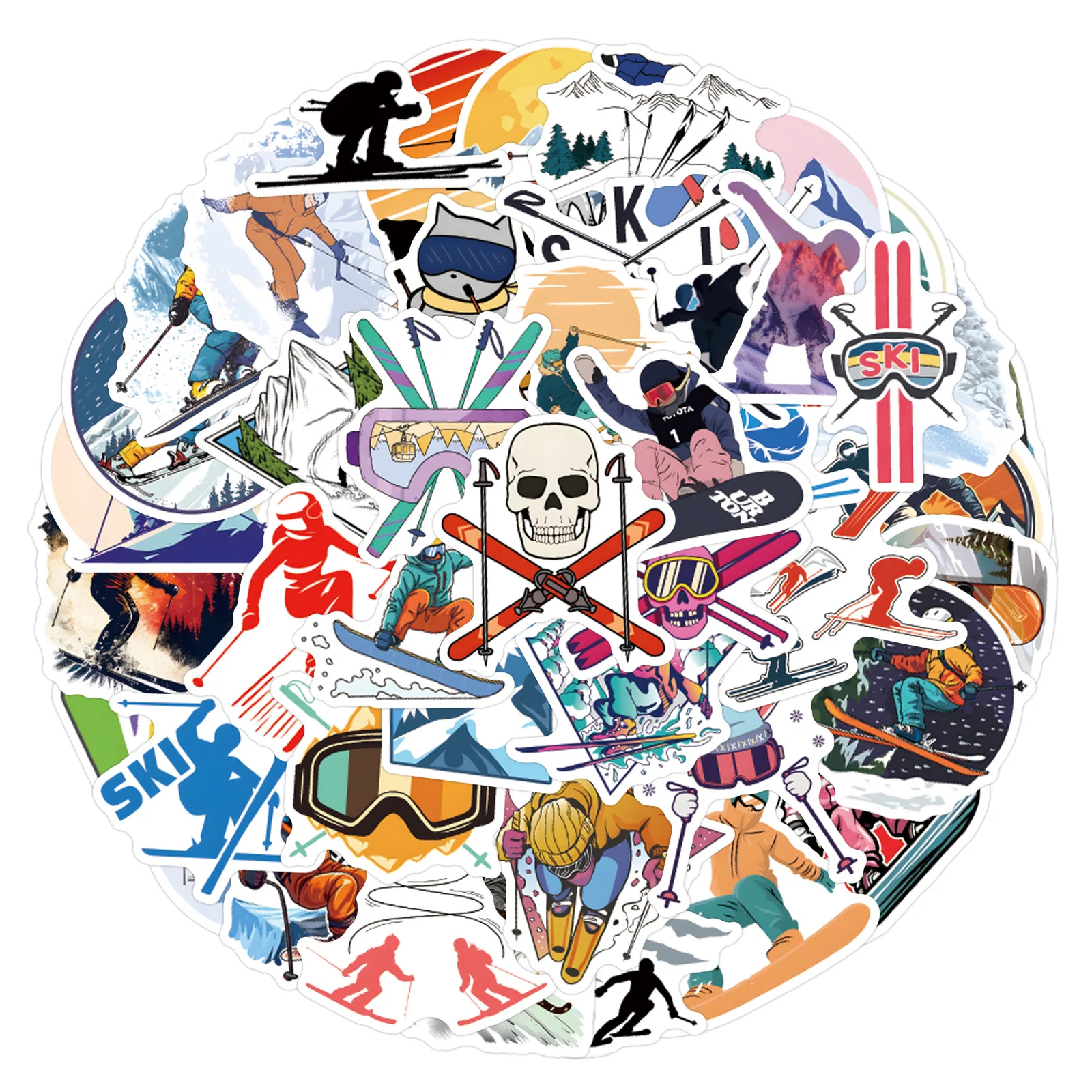 

10/55PCS Ski Graffiti Stickers Personalized Creativity DIY Luggage Scooter Scooter Motorcycle Helmet Decoration Decal Toy Gift