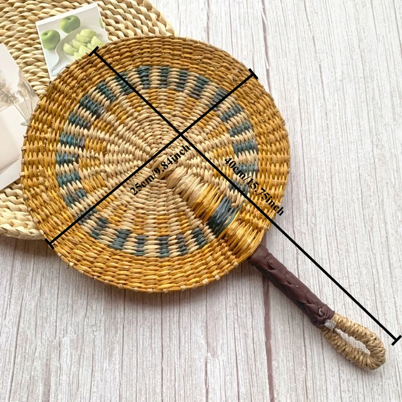 1pcs Hand Woven Sea Grass Fan Vintage Summer Mosquito Repellent Sun Protection Triangle Bandana Visor Hat