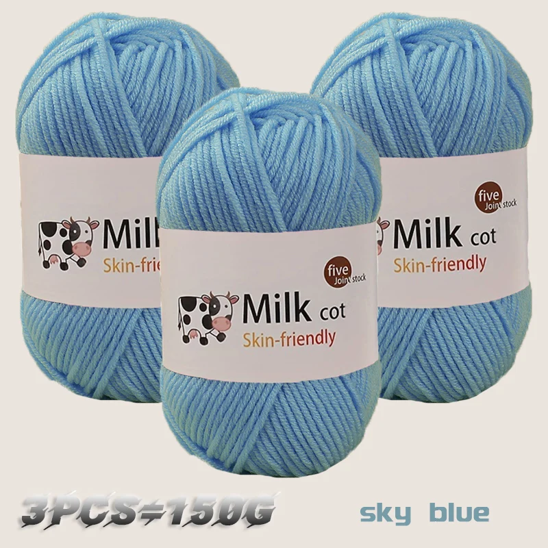 150 g 5-strängiges Milchgarn, handgefertigt, mitteldick, zum Selbermachen, gewebt, für Puppen, Pullover, Blumenmütze, Schal, Garnball