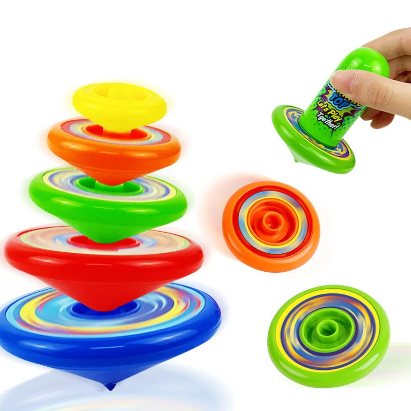 Novelty Stacked Spinning Top Launcher Gyroscope Set Stress Relief Toys for Kids Flying Stacking Gyroscopes Children Party Favor