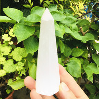 125mm Natural white selenite rod crystal quartz obelisk Reiki healing room decorative gemstone