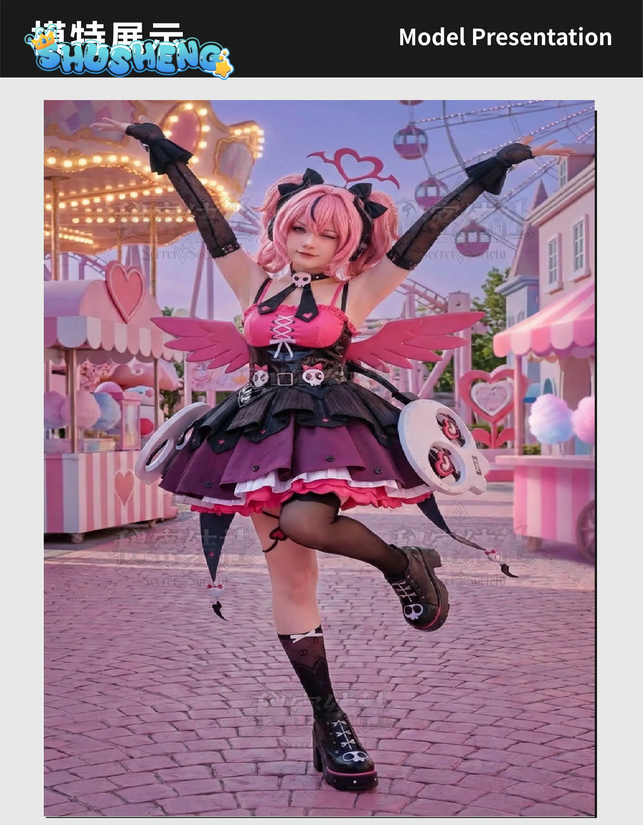 Disfraz de Cosplay de Aria ZZZ del Juego Zenless Zone Zero, Vestido Lolita de Cuero Negro para Mujer, Accesorios, Peluca, Uniforme para Halloween y Carnaval