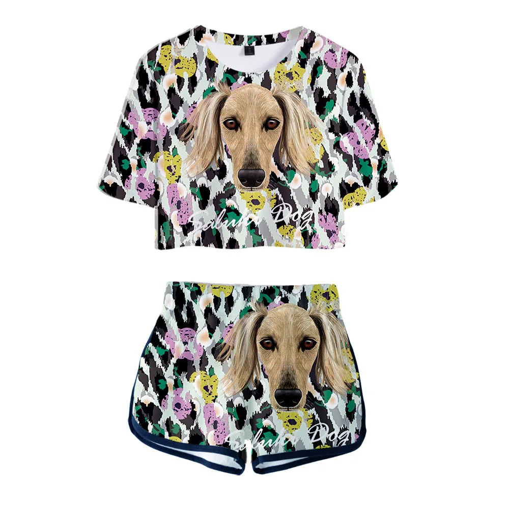 

German Shepherd Two Piece Set Animal Avatar Short Crop Top + Shorts Sweat Suits Dog Lover Women Cute Casual Set Cute Sportswear