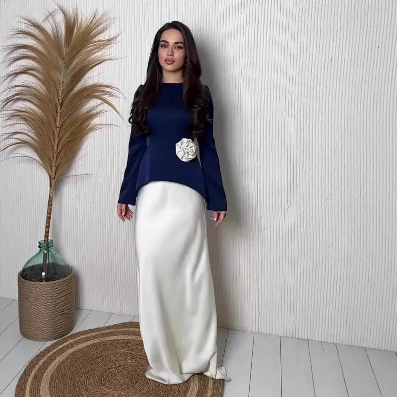 

2025Summer new style simple fashion elegant long-sleeve silky long dress comfortable women's dress