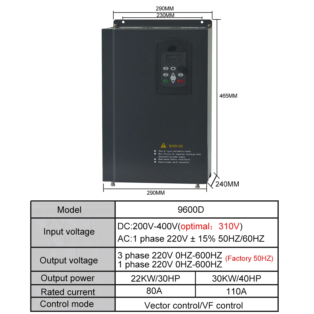 Solar Frequency Converter 50HZ 60HZ DC input 200-400V 1/3 220V output Motor Speed Controller VFD Inverter 22 30 37 45 55kw