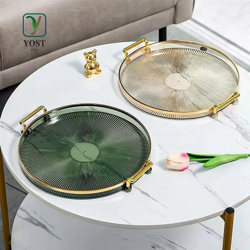 

YOST-Luxury Serving Tray,With Handles Cosmetic Perfume Makeup Display Multifunction Decorative Decorative Tray,Jewelry Tray B Du