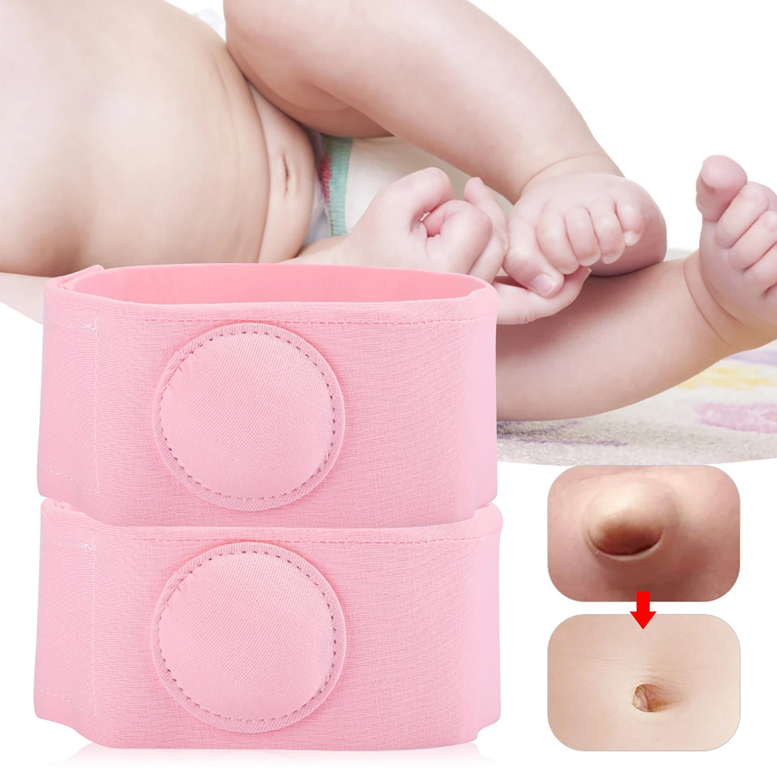 2pcs Umbilical Hernia Therapy Treatment Belt Breathable Bag Elastic Cotton Strap for 0-1 Years Old Baby Children Infant Kid