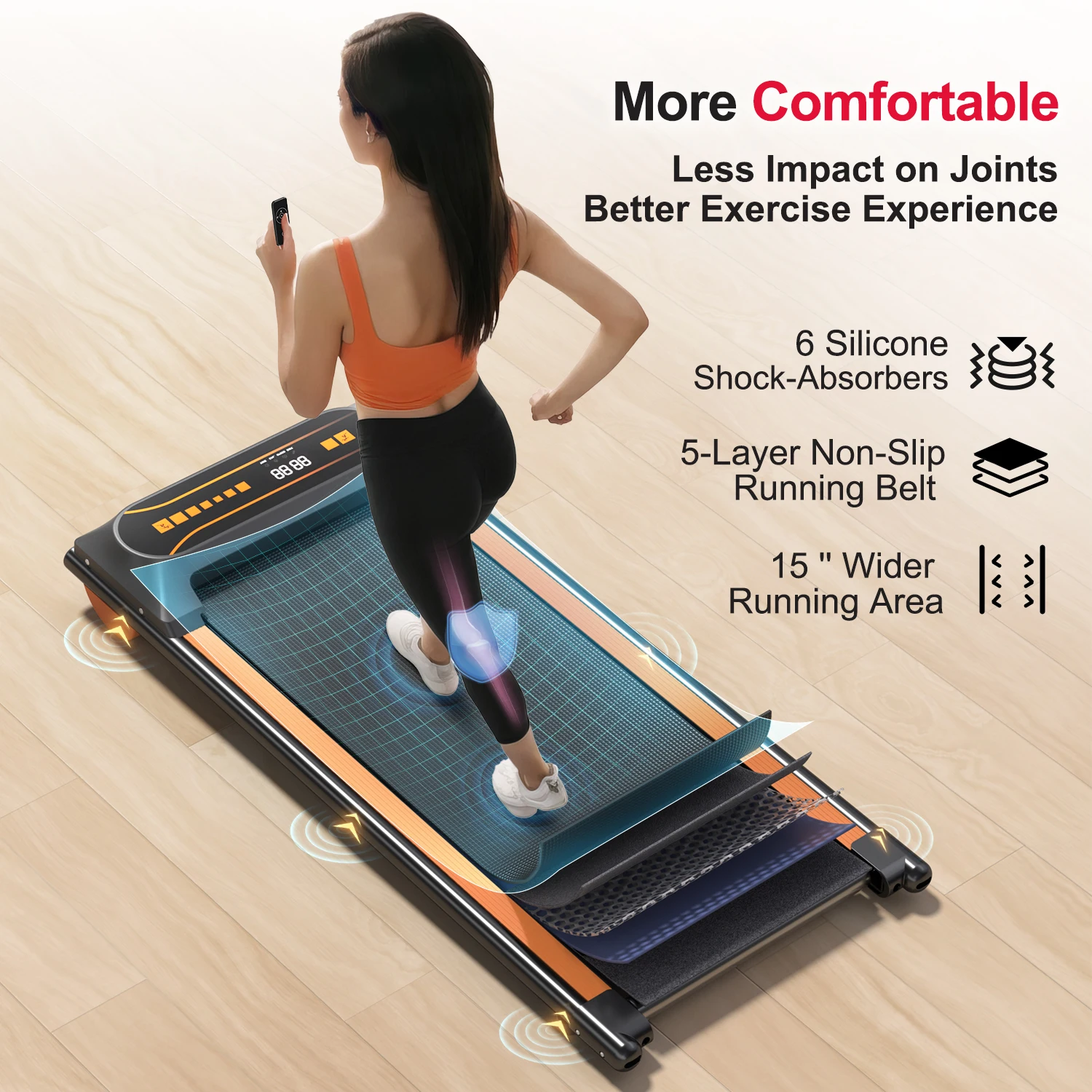 

Spot Inventory High Quality Gym Home Folding Walking Pad Treadmill Household Equipment Walking Machine Orange