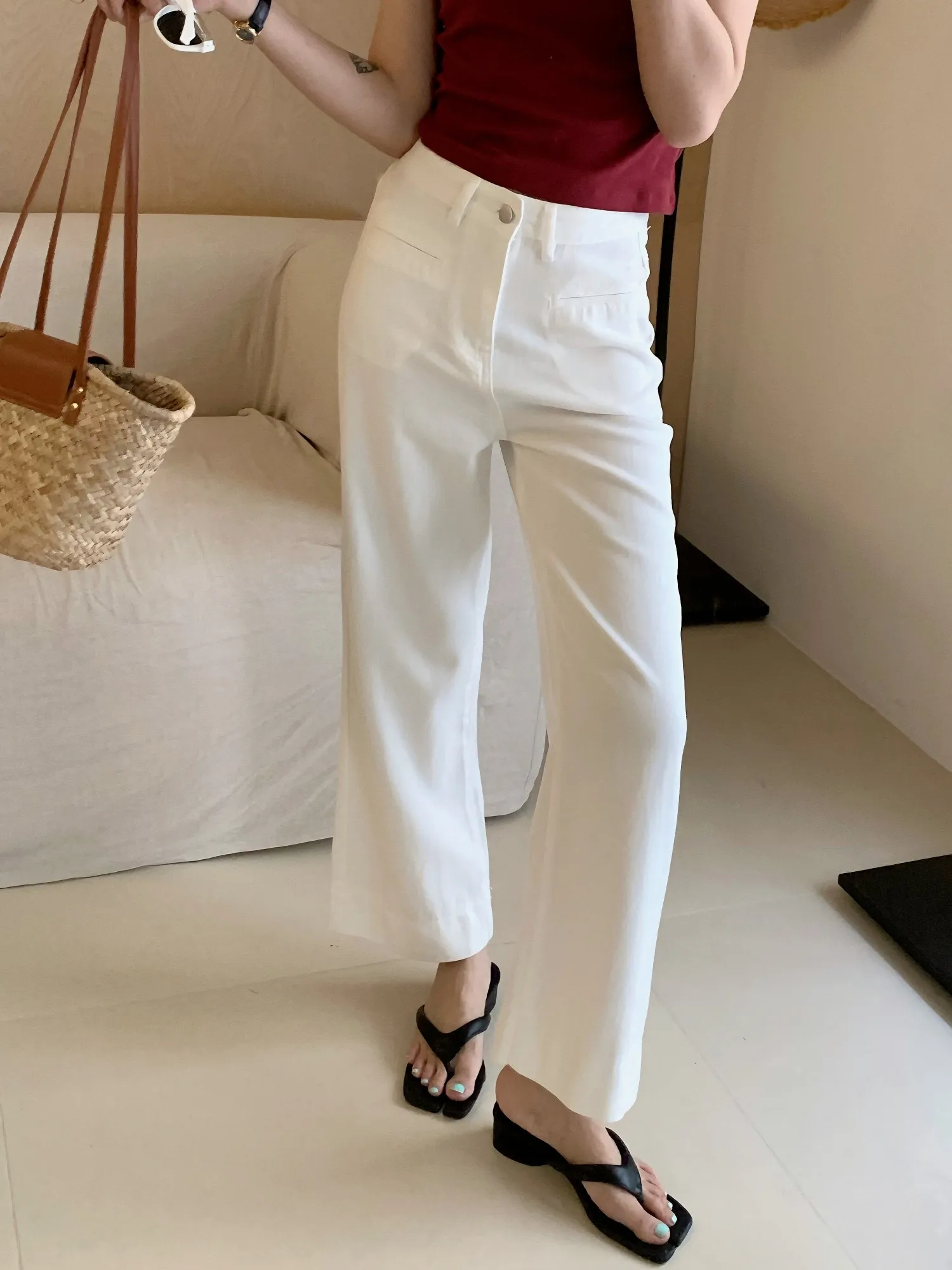 

ZHISILAO White Wide Leg Ankle-length Jeans Women Vintage Loose Cotton Straight Denim Pants Streetwear Summer 2024