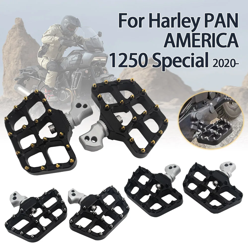 

CNC Wide Foot Pegs Aluminium 360° Roating Passenger Footpegs Rest For Harley PAN AMERICA 1250 Special PA1250 2020-up Motorcycle