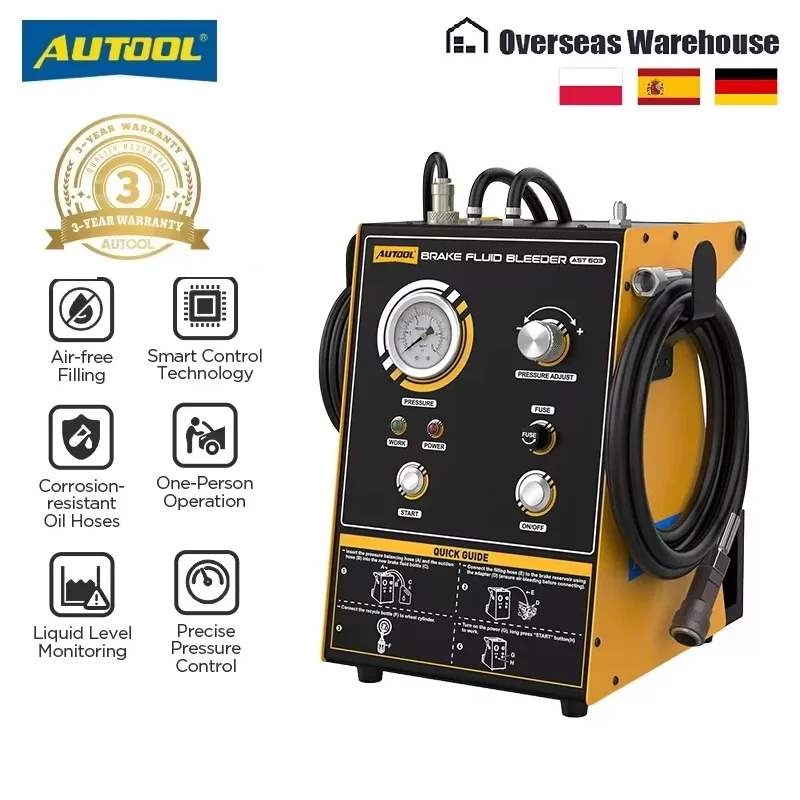 AUTOOL AST603 Automotive Brake Bleeder Kit Pulsating Brake Fluid Exchanger Oil Changer Machine 110V/220V with Built-in Pump for Car