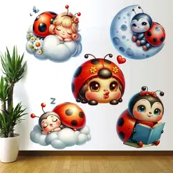 Ladybug Wall Stickers Living Room Sofa Background Decoration Wallpaper For Home Decor Kids Room Weatherproof Decals Sticker M948