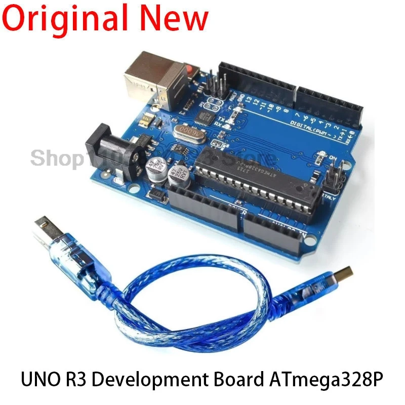 1PCS UNO R3 Development Board ATmega328P CH340 CH340G For Arduino UNO R3 With Straight Pin Header with Cable DIP