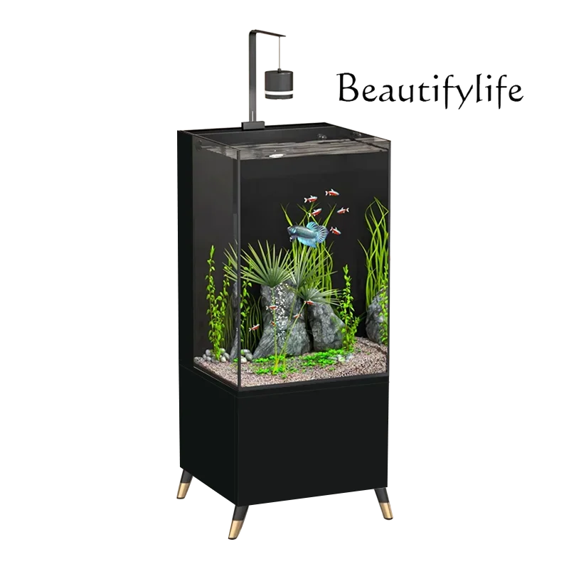 

Vertical side fish tank, living room, household floor side aquarium, ultra-white glass ecological water-free