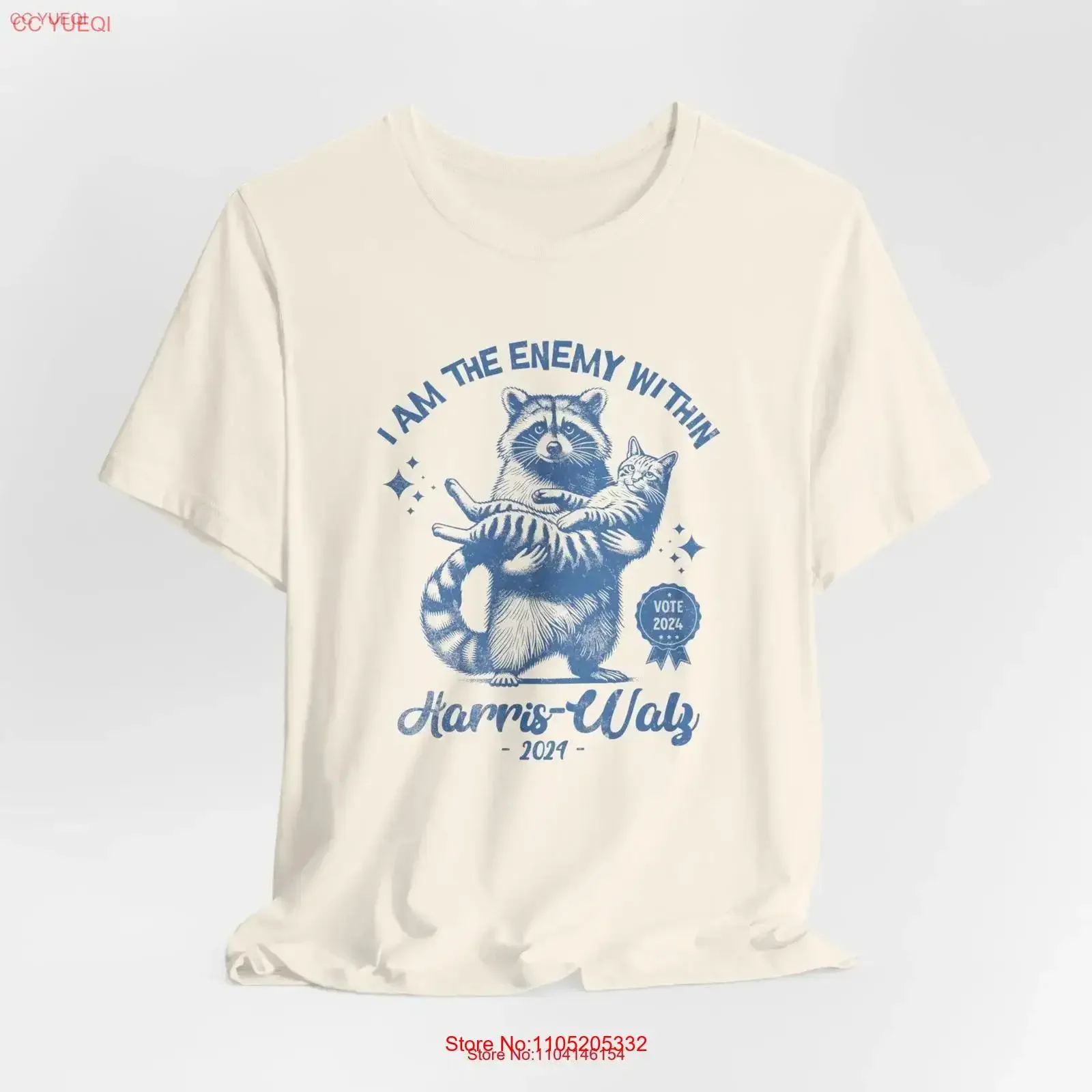 I Am The Enemy Within T Shirt Funny Election 2024 Kamala Harris Cat and Raccoon vintage Washed Soft fashion Versatile