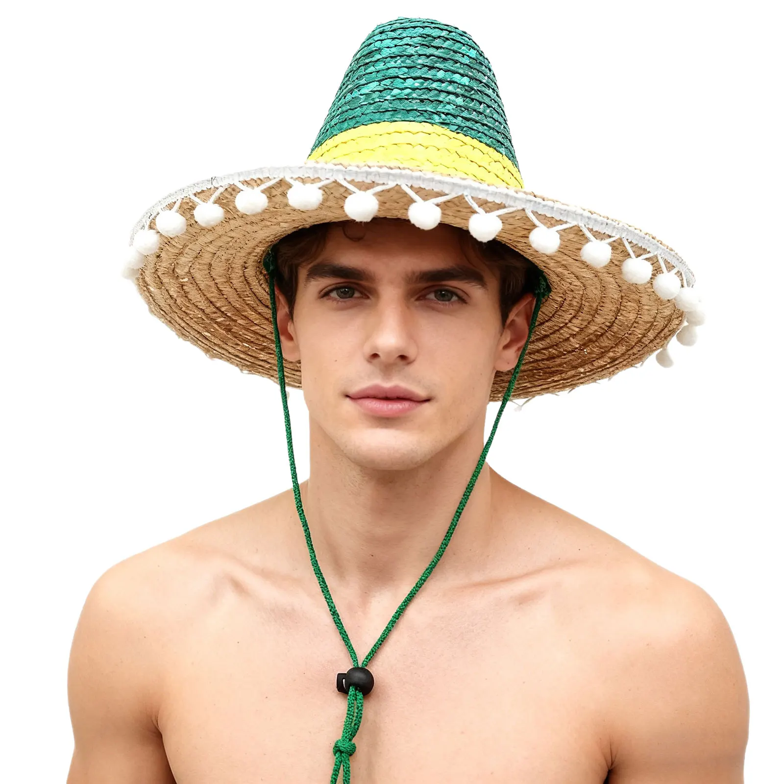 

Широкая бежевая мексиканская соломенная шляпа для взрослых, украшение для вечеринок, сомбреро для Хэллоуина, мексиканских тематических мероприятий и уличных праздников