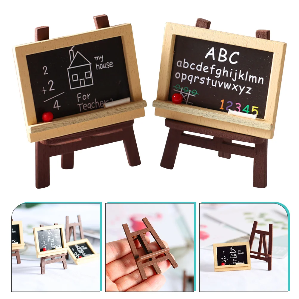 

4 Pcs House Easel Miniature Blackboard Model Wooden Toy Ornament Kids Child Toys