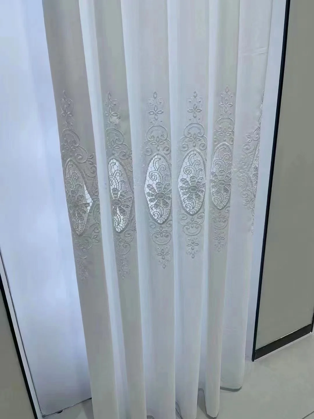 

2025 Door Curtain 1PC French White White Lace Minimalist Mesh Window Gauze Curtains For Living Room