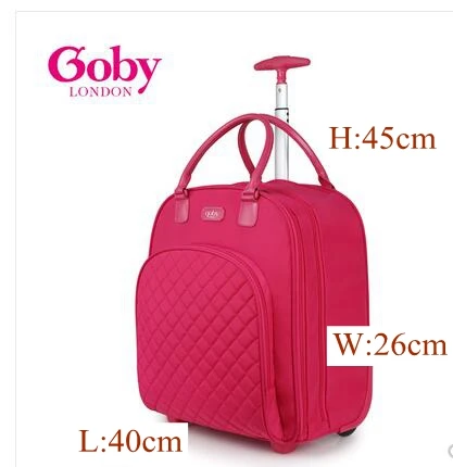 Brand Women carry on hand Luggage Cabin travel Trolley Bags on wheels rolling luggage bag for women Trolley Suitcase wheeled Bag