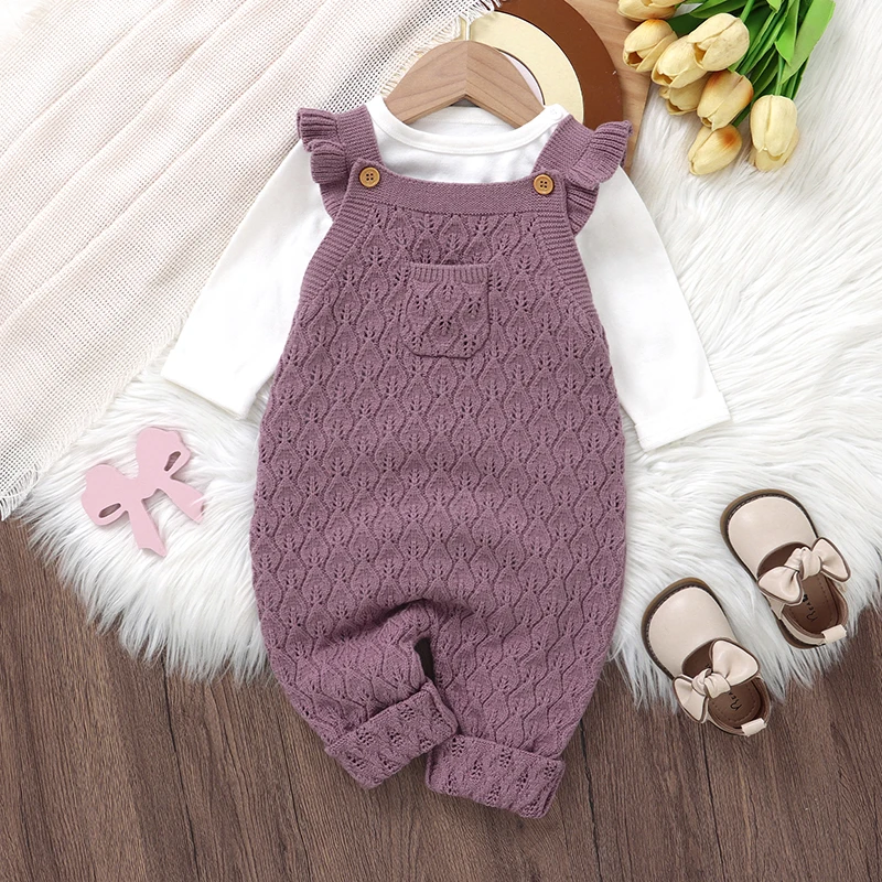 Baby Girls Knit Rompers Sleeveless One Piece Newborn Infant Solid Jumpsuits 0-18m Toddler Spring Autumn Outfits Children Clothes