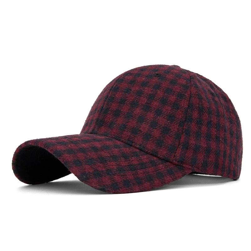 Hüte für Männer und Frauen, neue klassische karierte Baseballkappe für Herbst und Winter, hartkrempige, gesichtsschlankmachende Entenschnabelkappe, Sonnenhut – Detail 22