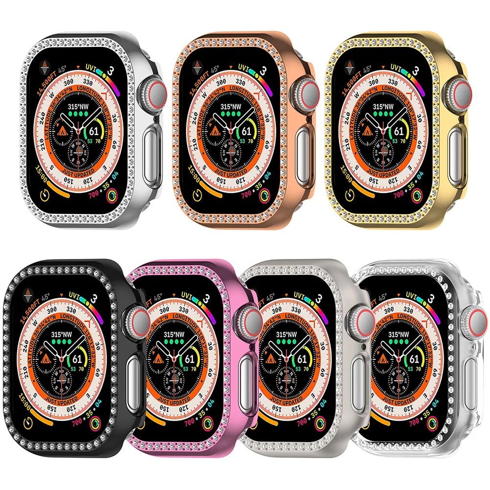 Bling PC Case For Apple Watch Series 10 42MM 46MM Hard PC Bumper Protective Cover Watch Strap Protector Band Cover Accessories