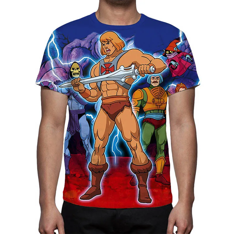 Camisetas masculinas e femininas de anime, He Man e The Masters of The Universe, 3D Print, moda Harajuku, Streetwear, roupas infantis