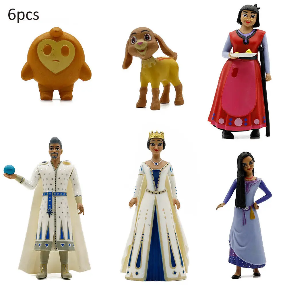 

6Pcs/Set Movie Star Wish Action Figure Toy PVC Asha Princess Valentino Goat Star King Queen Amaya Model Figurines Kids Gift