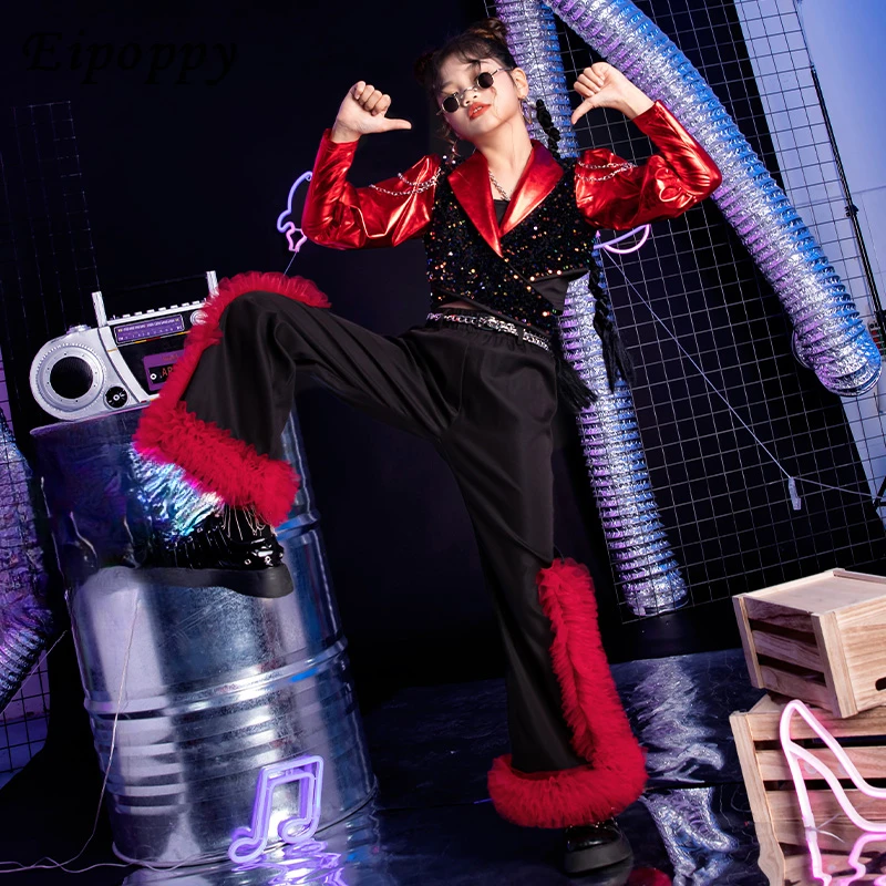 بدلة زي الشارع المقلية للأطفال ، أزياء الجاز العصرية للفتيات ، ملابس رائعة