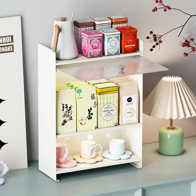 Kitchen seasoning rack, countertop, oil, salt, sauce and vinegar, locker, dustproof condiment rack, tea item storage rack