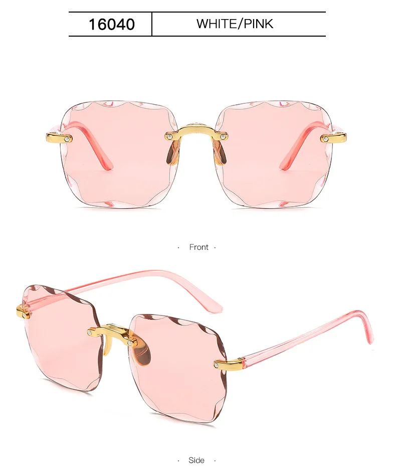 Sonnenbrillen für Damen, randlose Sonnenbrillen mit Diamantschliff-Gläsern, Markendesigner Ocean Shades Vintage Damenbrillen, Eyewear – Detail 14