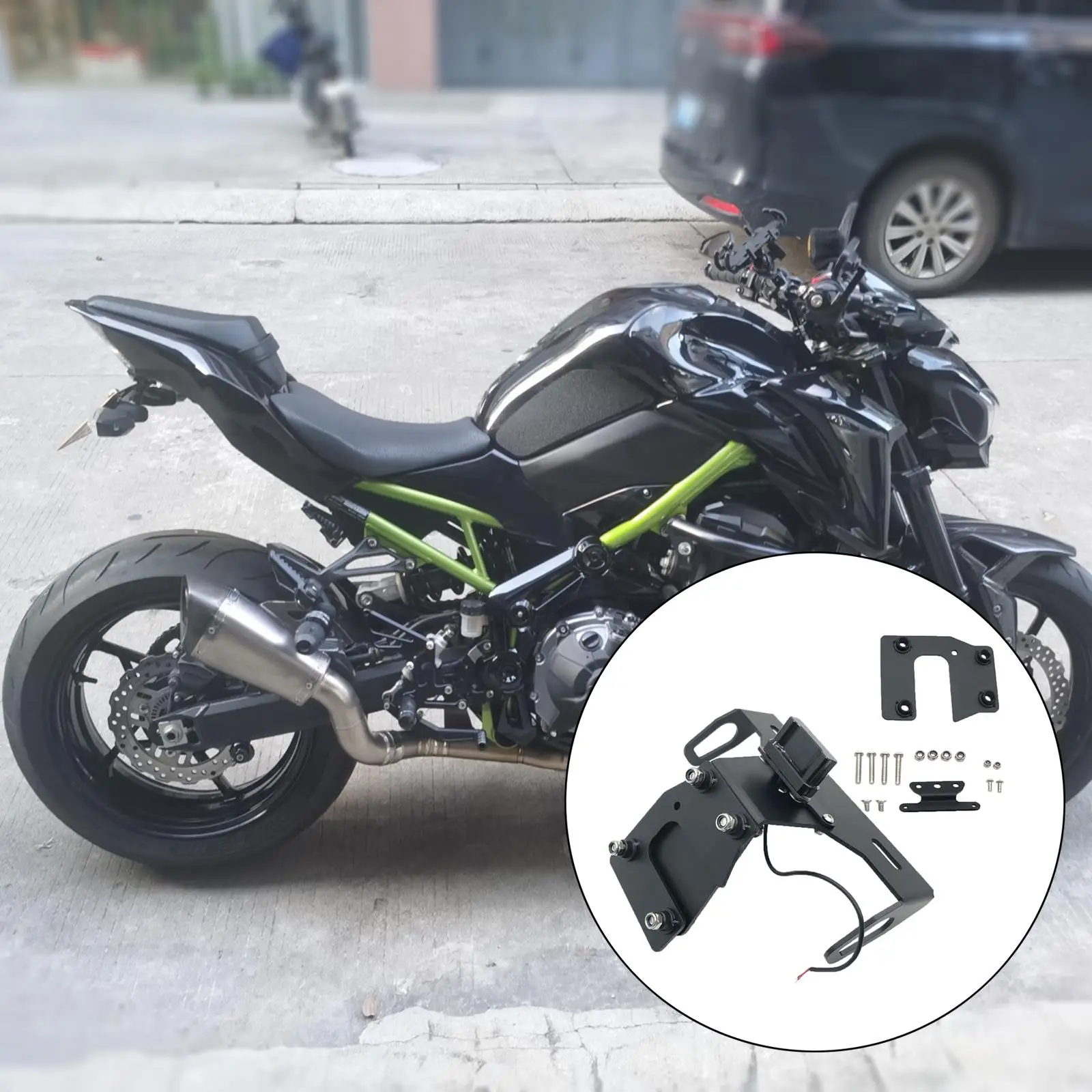 

Motorcycle License Registration Plate Holder Replacement Fits for KAWASAKI Z900 Z 900 17-20 Splash Guard Canceller Stand Steady