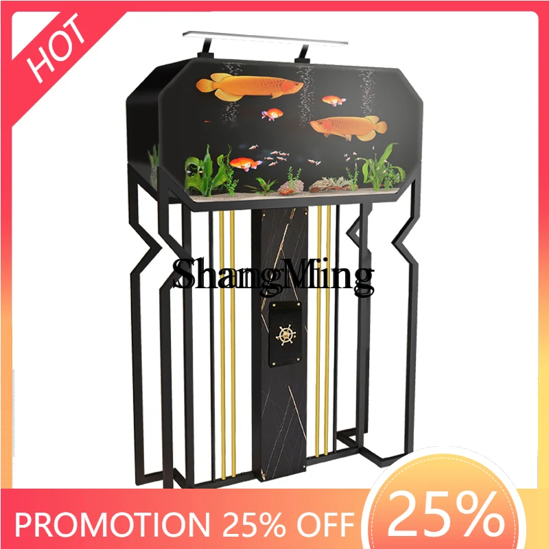 

FG good-looking creative light luxury partition against the wall entrance goldfish tank octagonal aquarium