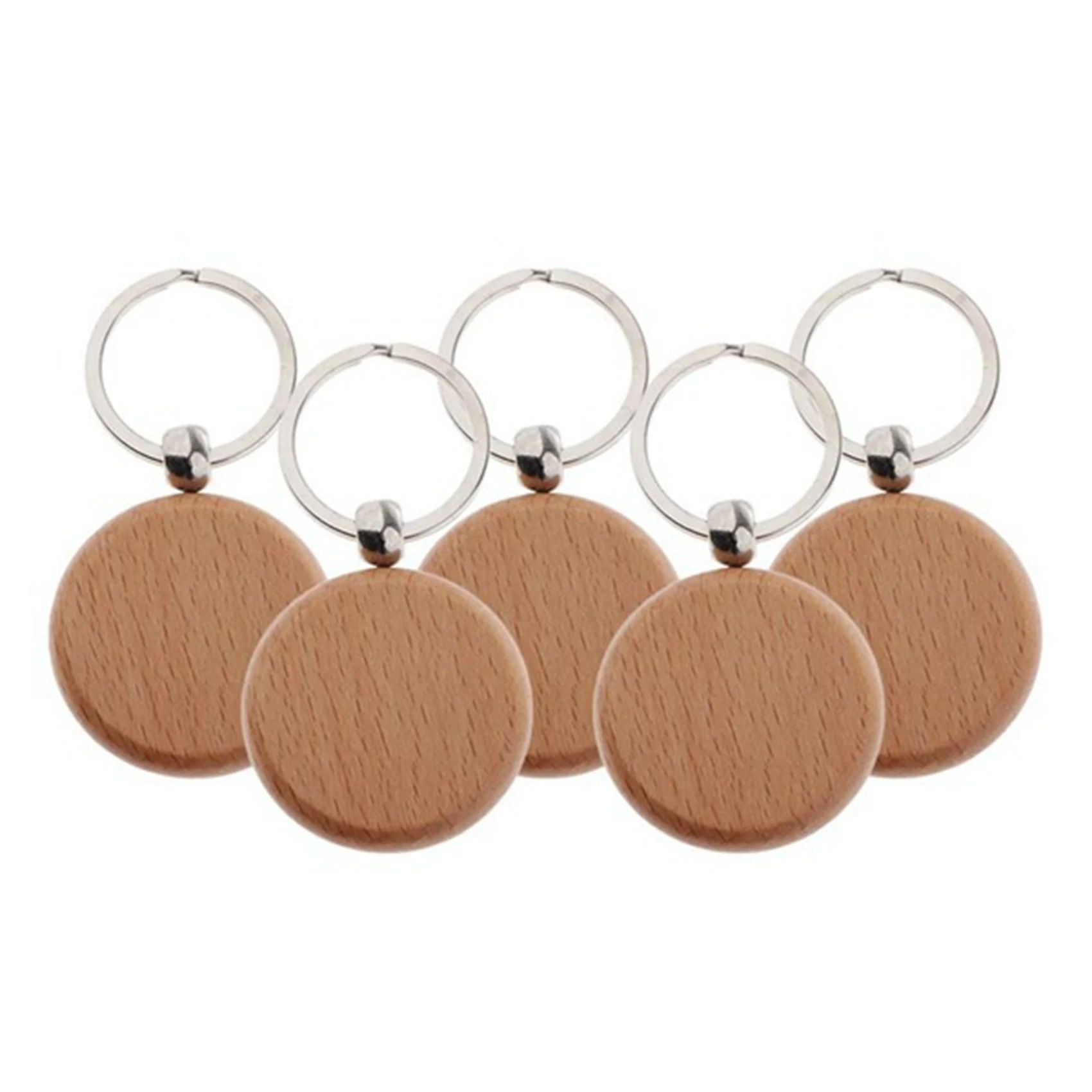 ✼20 Pcs Blank Wooden Keychain Personalized Round Engraving Key Diy Wood Keychains Key Tags Can Engrave Diy Gifts