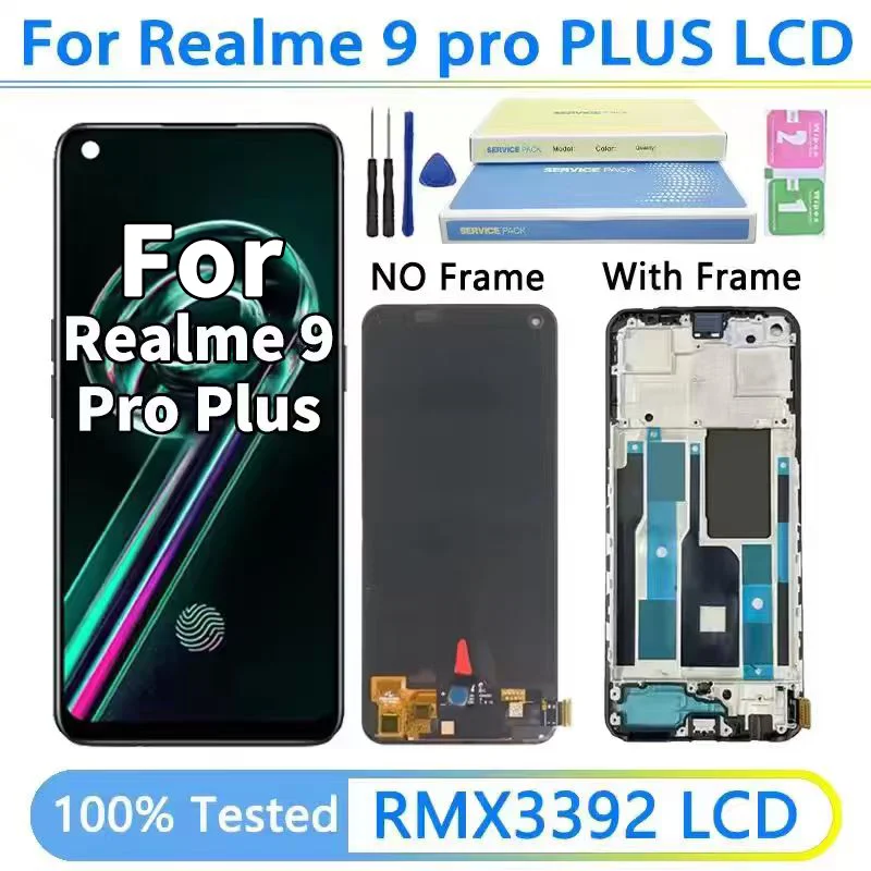 Wyświetlacz LCD 6.4\" 100% Testowany dla OPPO Realme 9 Pro+ Plus RMX3392, RMX3393 Ekran Dotykowy Digitizer Zespół