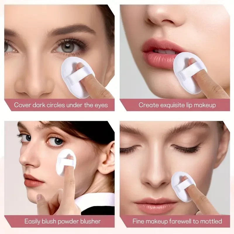 12er-Pack Mini-Puderquasten mit Fingerspitze – 4,32 cm runder wiederverwendbarer Make-up-Schwamm, tragbares Reise-Schönheitswerkzeug für Damen, Reise-Essential – Detail 2
