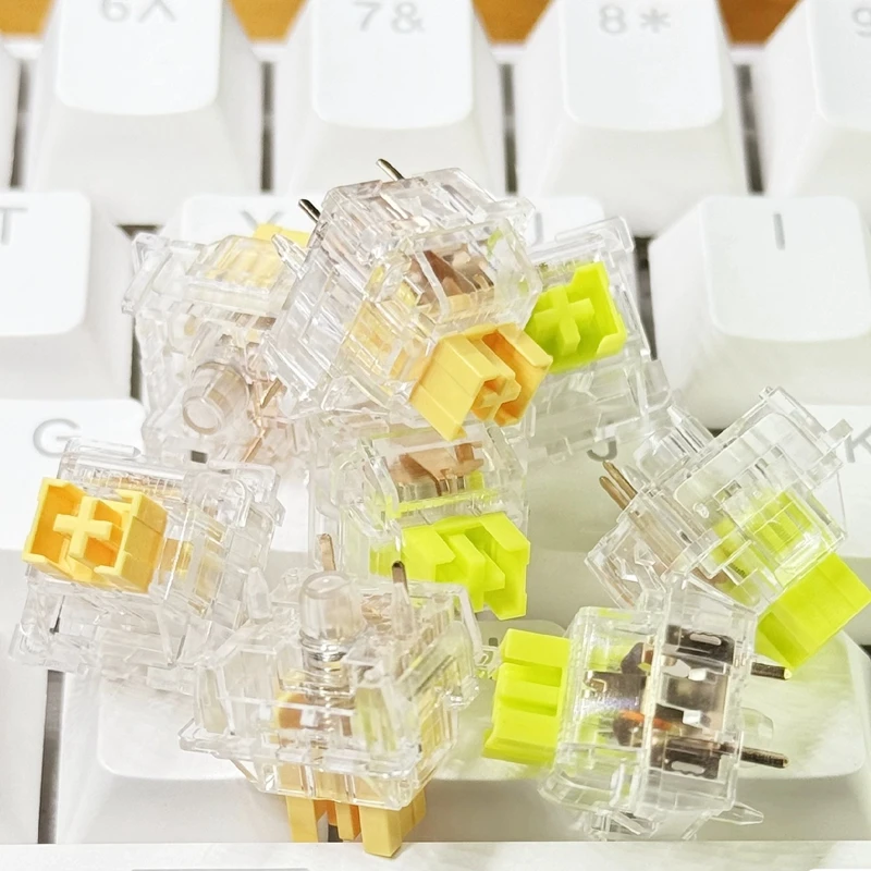 Outemu Crystal Transparency Switch Peach V3 Lemon V3 5Pin Custom Mechanical Keyboard Linear Tactile Mute Switches Lubed Hot Swap