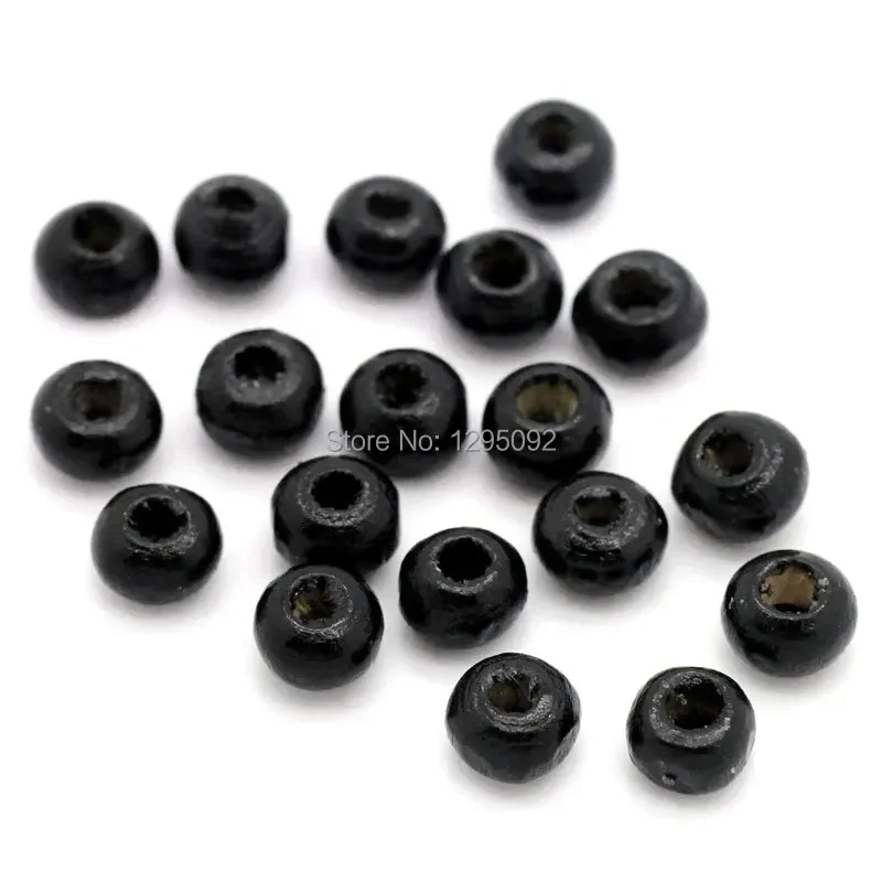 50000Pcs Wholesale DIY Spacer Beads Round Black Wood Charms Small Hole 4mm(1/8")
