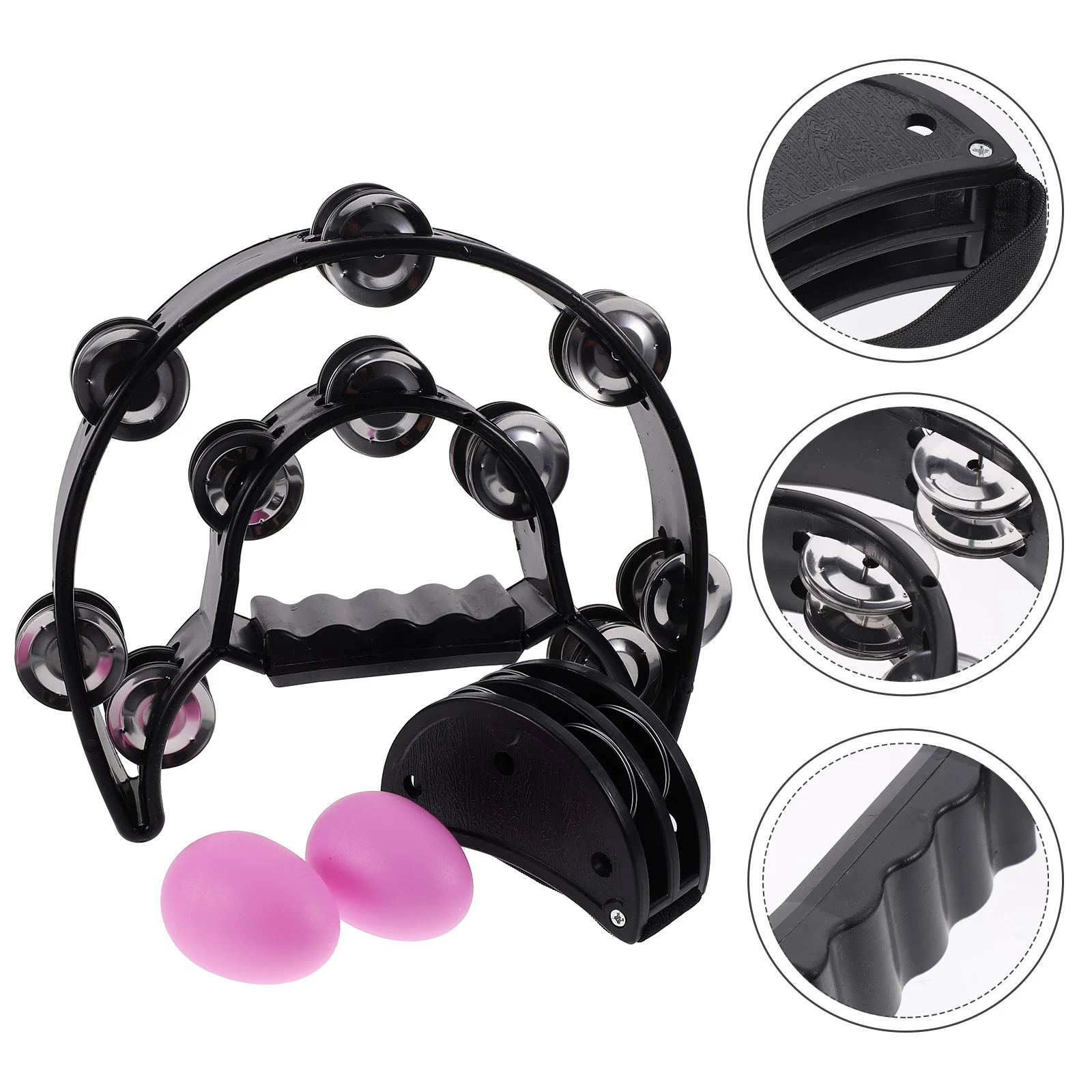 6 Stuks Handheld Voet Tamboerijn Set Dubbele Rij Metalen Bekkens Helder Geluid Percussie Instrument voor Karaoke Party Games