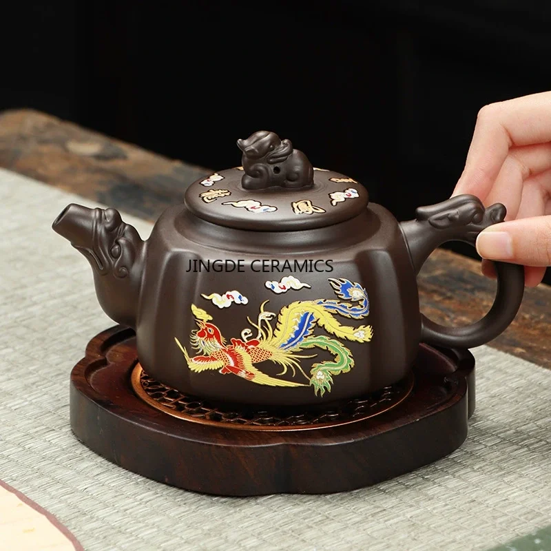 

310 Milliliter Yixing Purple Clay Teapot, Color Changing Purple Clay Teapot, Kung Fu Teapot, Home Tea Ceremony Accessories
