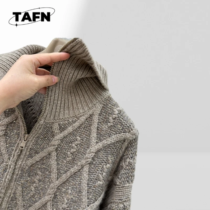 100% カシミヤ 2025 クラシックレトロスタイル カシミヤカーディガン、カジュアルな場面に最適な贅沢な暖かさ AI0316