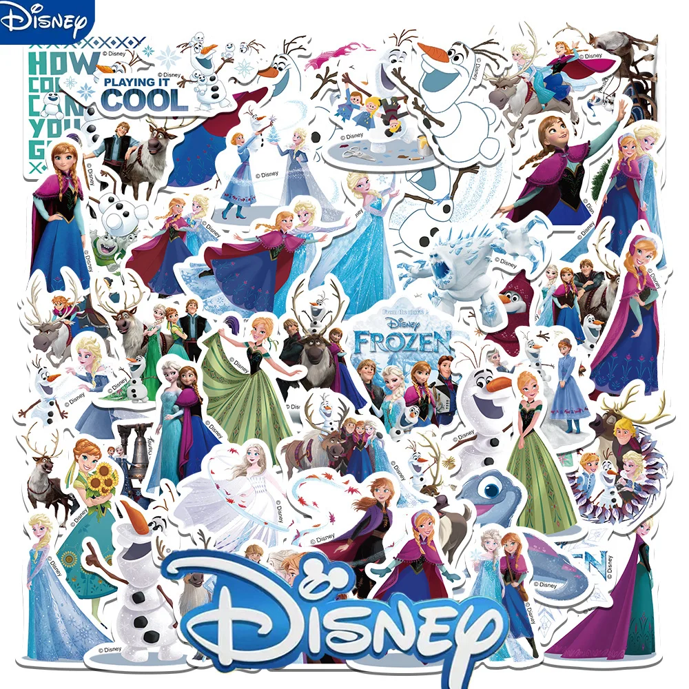 

50PCS Disney Frozen Anna Elsa Movie Stickers For Skateboard Laptop Motorcycle Cute Cartoon Sticker Anime Decal Pack Kids Toy